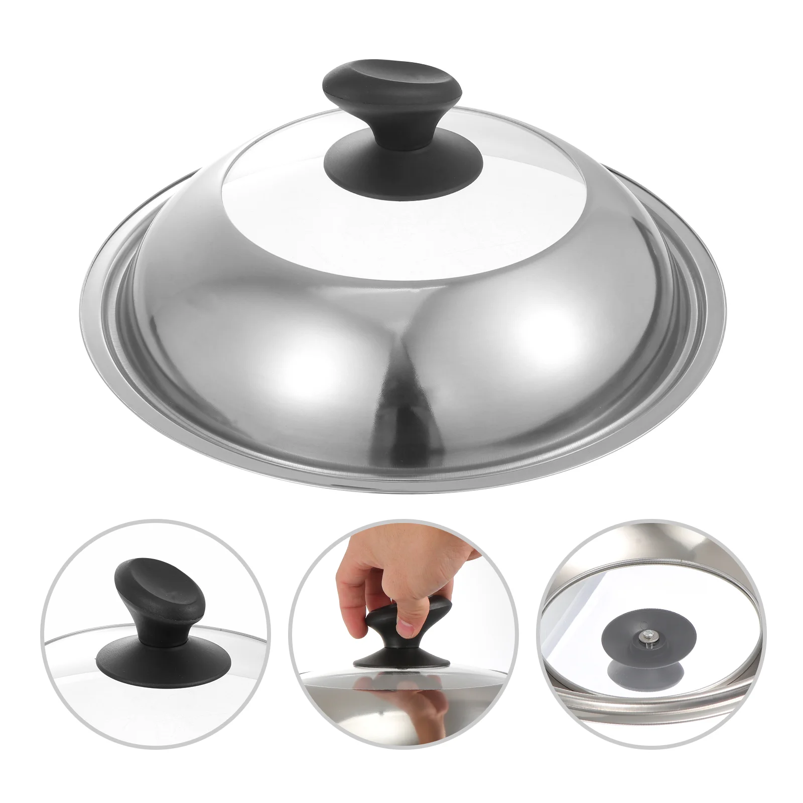 

1Pc Safe Visible Durable Stainless Steel Pot Cover Cooking Tool for Cooking Kitchen Pot