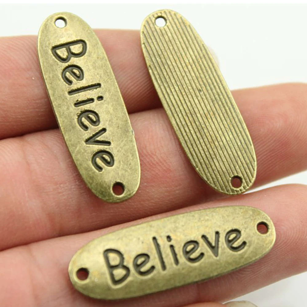 10 шт. Подвески верят в разъем 34x1 1 мм, подвески в стиле ретро, изготовление ювелирных изделий ручной работы