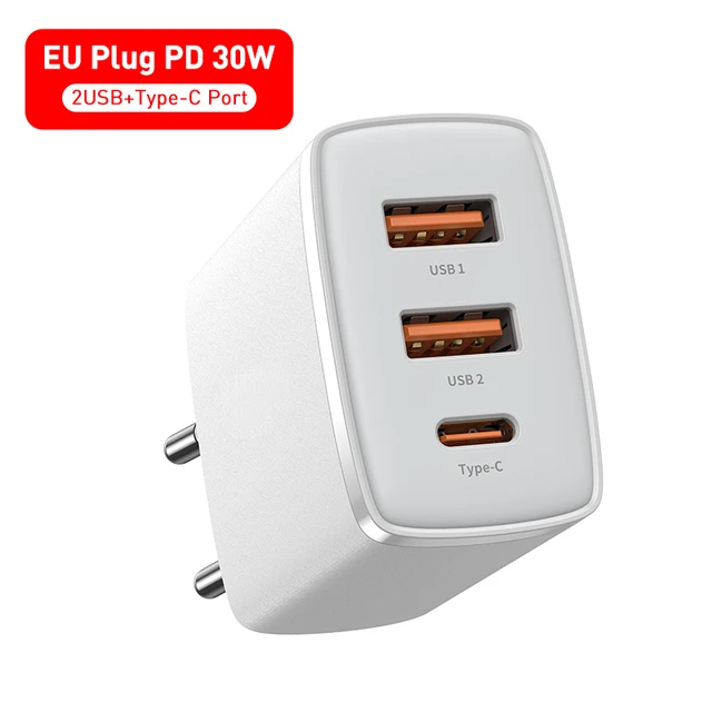 

New Fashion For iPhone 13 12 Pro Max Support Type C PD Fast Charging For Samsung USB Type C Charger 30W Portable USB C Charger