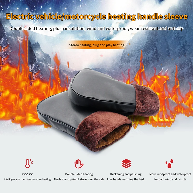 

2023 Heated Handlebar Muffs Waterproof Electric Heating Handle Windproof Motorcycle Handlebar Gloves Double Sided Heating Grip