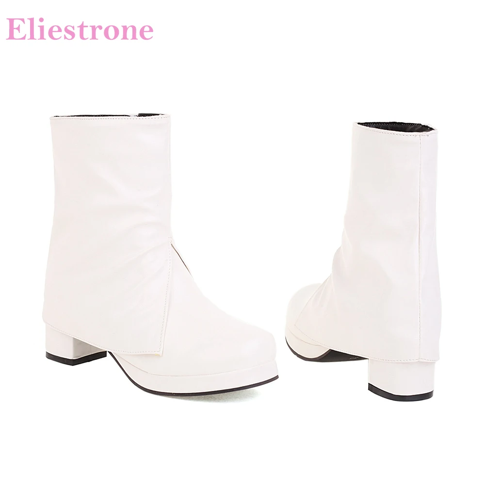 Женские теплые ботинки до середины икры белые или коричневые школьные на