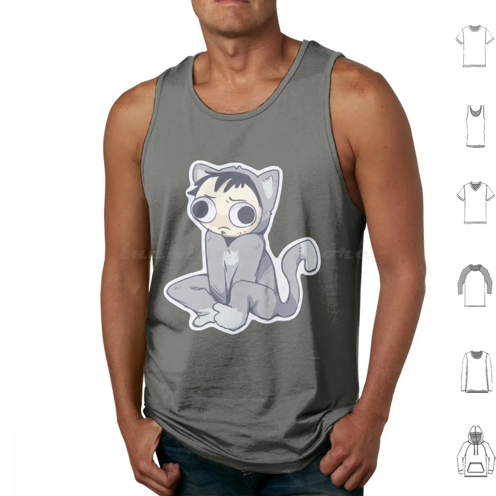 Безрукавка с рисунком кошки Дана жилет без рукавов милая кошка Derp Kawaii Dan Vs Grey