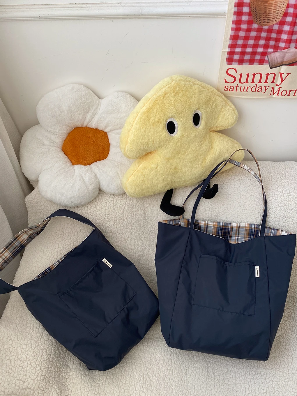 Холщовая сумка для студентов колледжа женская 2024 новая модная клетчатая на плечо