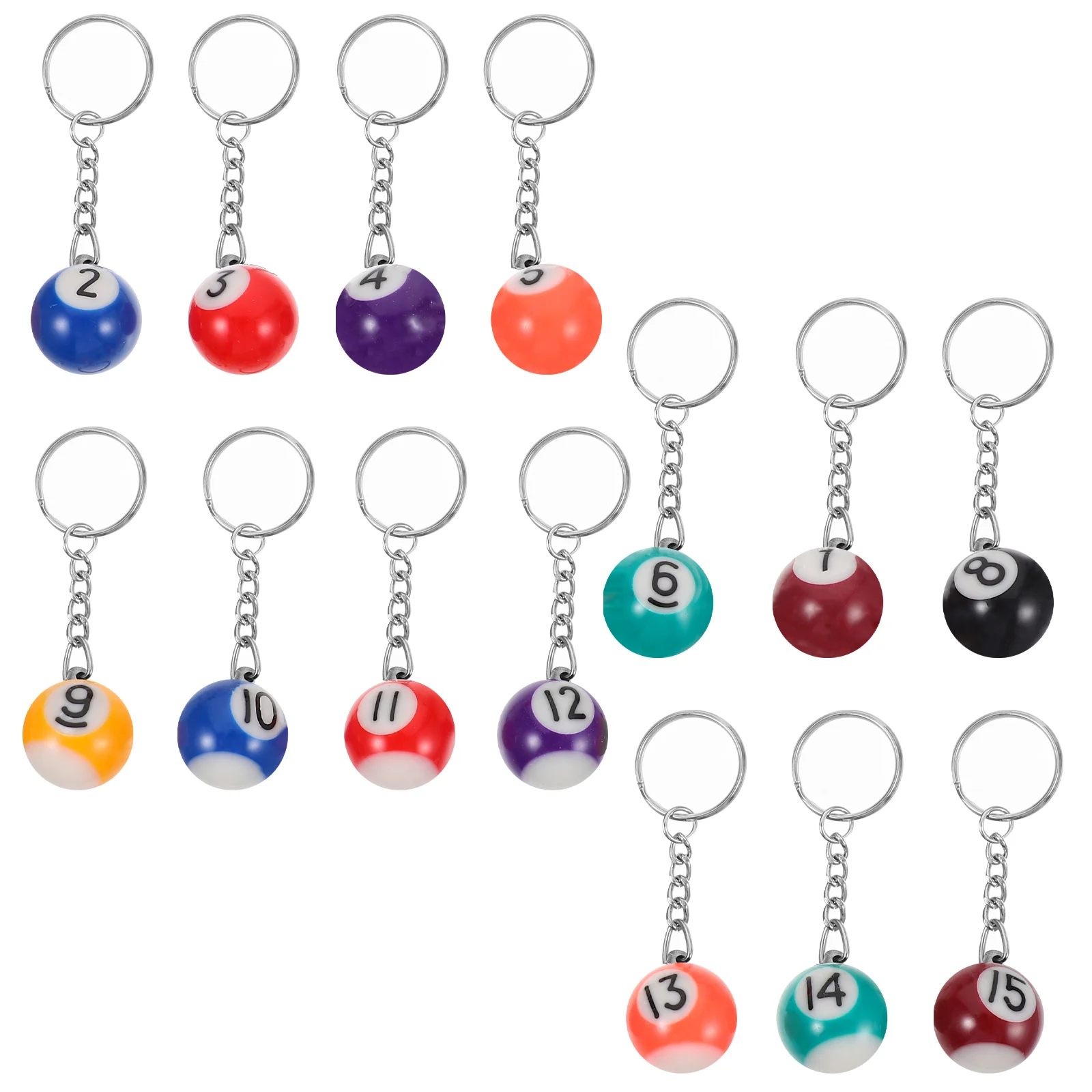 

16 Pcs Billiards Keychain Decorative Sports Rings Pool Ball Fob Pendant Adorable Keychains Resin Decors Man Black Suits Men