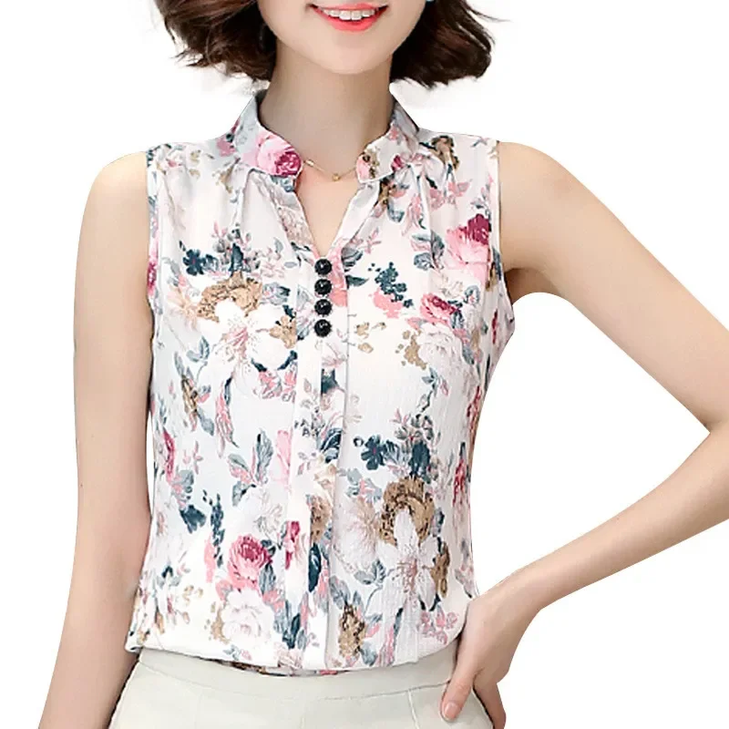 

Женская модная популярная летняя блузка с V-образным вырезом без рукавов с принтом бабочки повседневные шифоновые льняные женские блузы рубашки топы