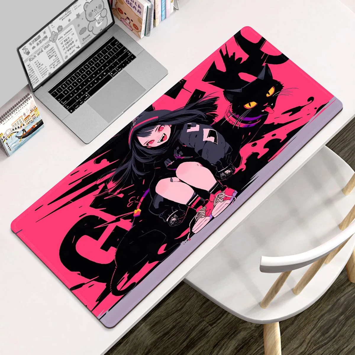 

Desk Mat Anime Girls and Cats Mouse Pad Large Gaming Accessories Mousepad Gamer Computer Desks Pc Cabinet Games Keyboard Mats