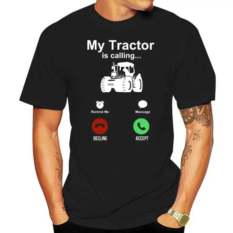 

Funny My Tractor Is Calling Farmers Gift T Shirts Graphic Streetwear Short Sleeve Harajuku Oversized Dad Father T-shirt Men