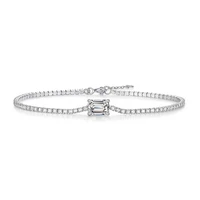 trendy 1ct d color vvs1 emerald cut moissanite bracelet for women 925 sterling silver lab diamond charm bracelets banglegift