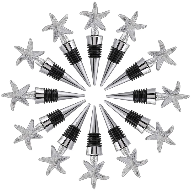 

12 шт., сувениры для гостей на День святого Валентина, украшение из сплава в виде морской звезды, пробки для бутылок вина и напитков, колпачки