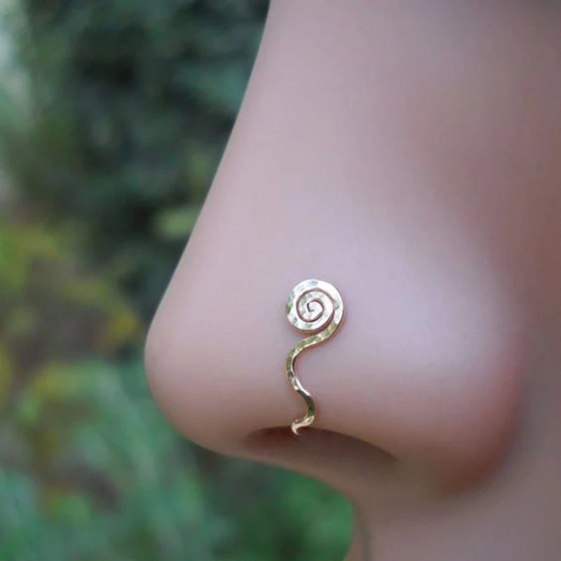 

Original Spiral Shape Fake Nose Ring Gold Silver Color Bull Ring Enthic Clip On Earring 2021 Nose Cuff Body Jewelry Bijoux
