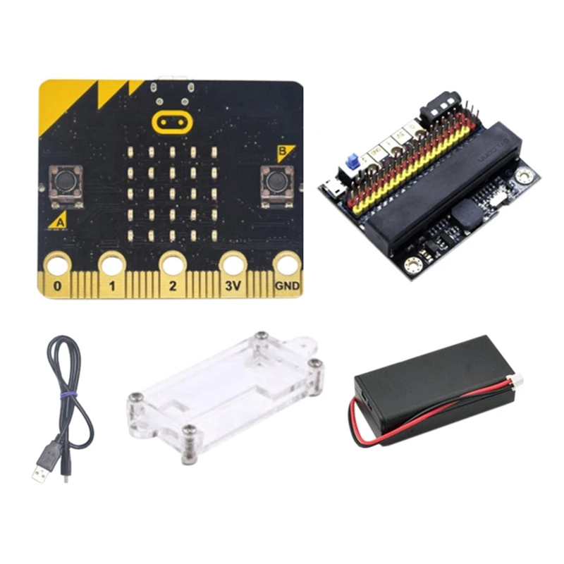 

BBC Microbit Starter Kit Programmable Learning Development Board With Micro:Bit Battery Case+IO BIT V2.0 Expansion Board