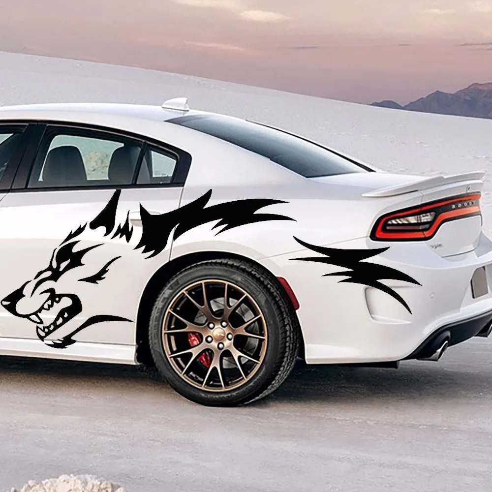 

2PC Large Size Car Stickers Coyote Wolf Grunge Design Vinyl Decals Door Side Pickup Vehicle Truck Car Sticker Set Of Two