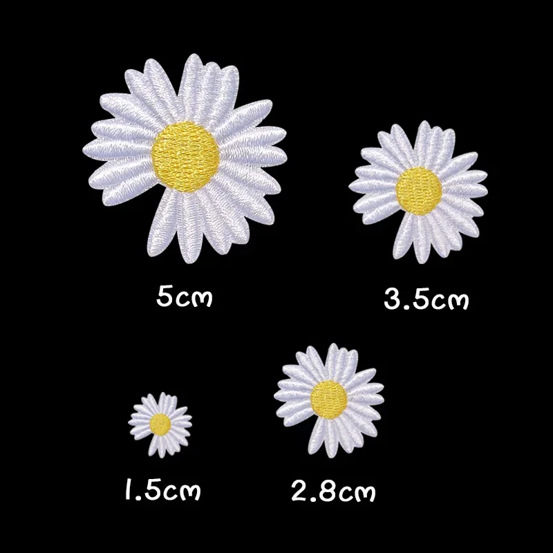 50 шт./лот роскошная маленькая ромашка белая нашивка с вышивкой рубашка обувь