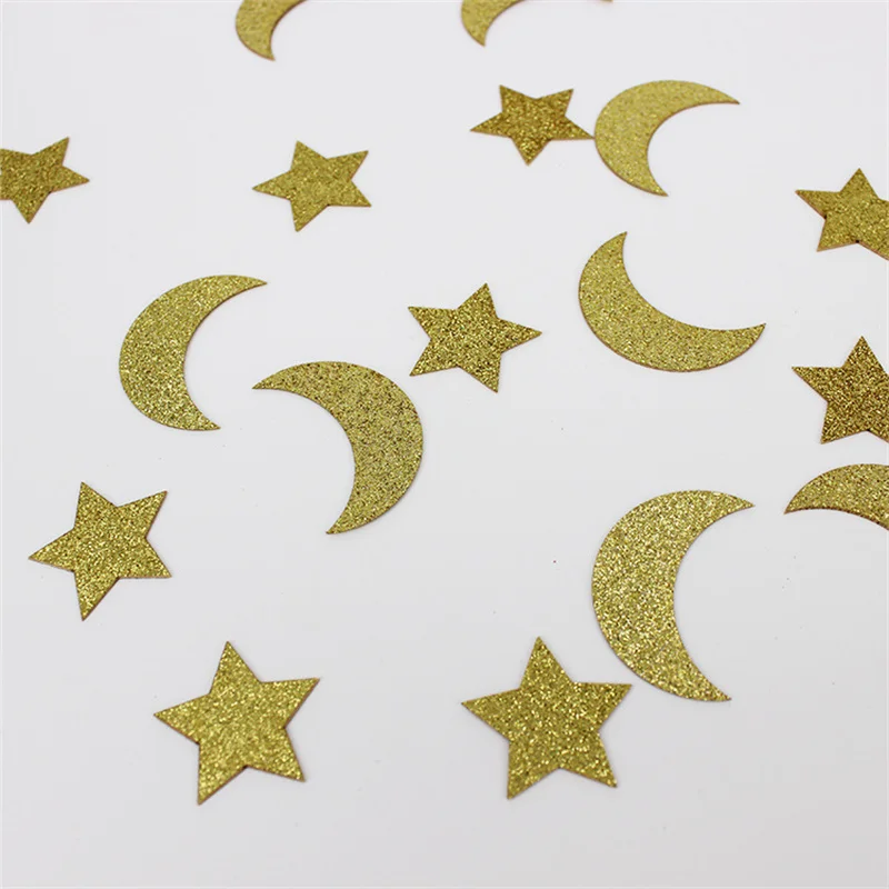 

100 шт. EID Mubarak, звезды, луна, блестки, день рождения, свадьба, вечеринка в честь будущей матери, бумажный баннер