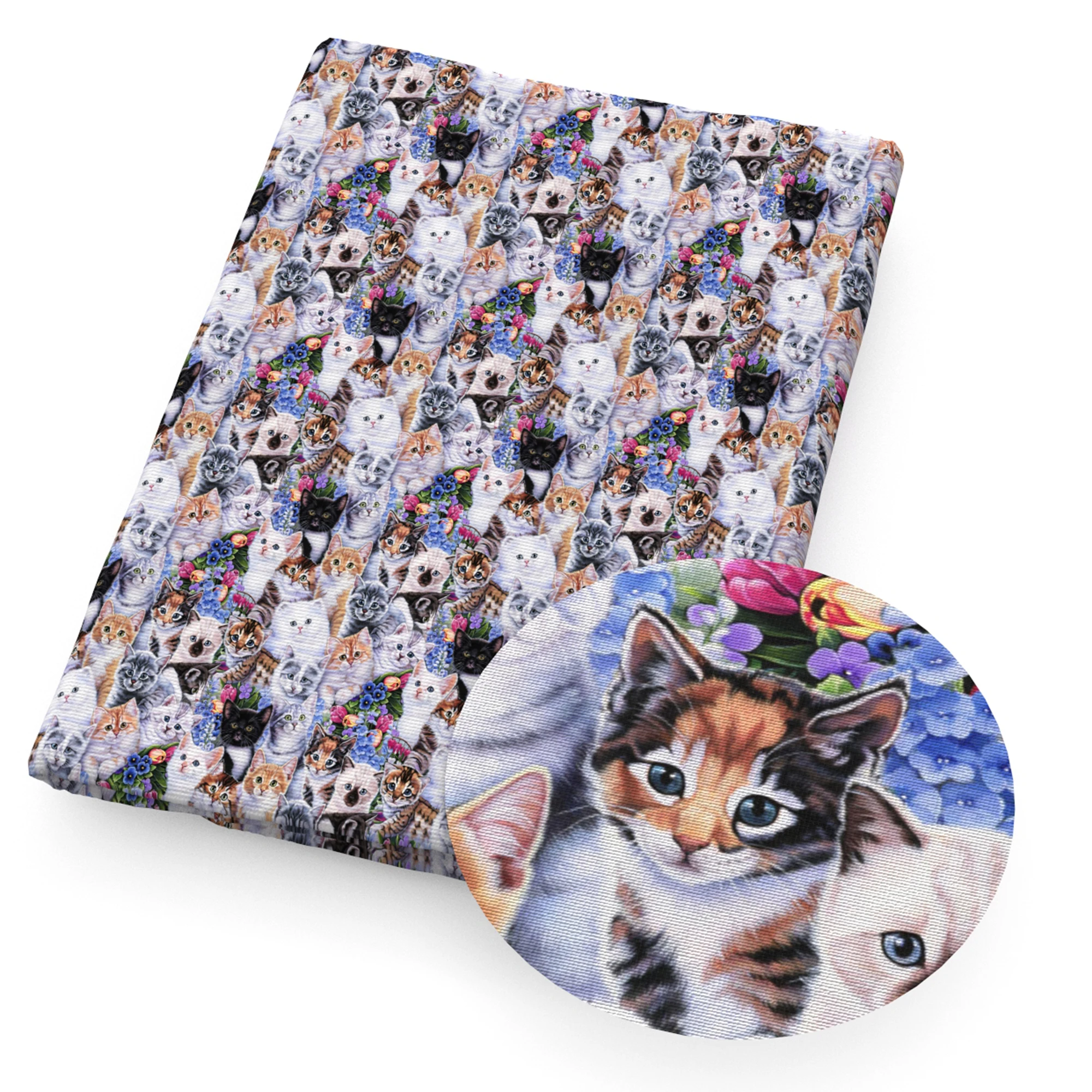 Ткань для купальников с принтом кошки полиэстер хлопок ткань шитья рукоделия