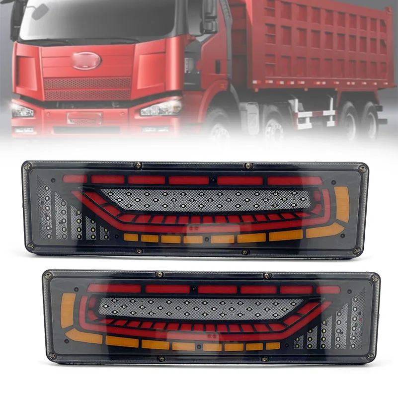 2pcs LED Truck Tail Lights 12V/24V Taillight Tractor Rear Light Truck Sequential Flashlight Turn Signal Brake Reverse Lamp 46cm. images - 6