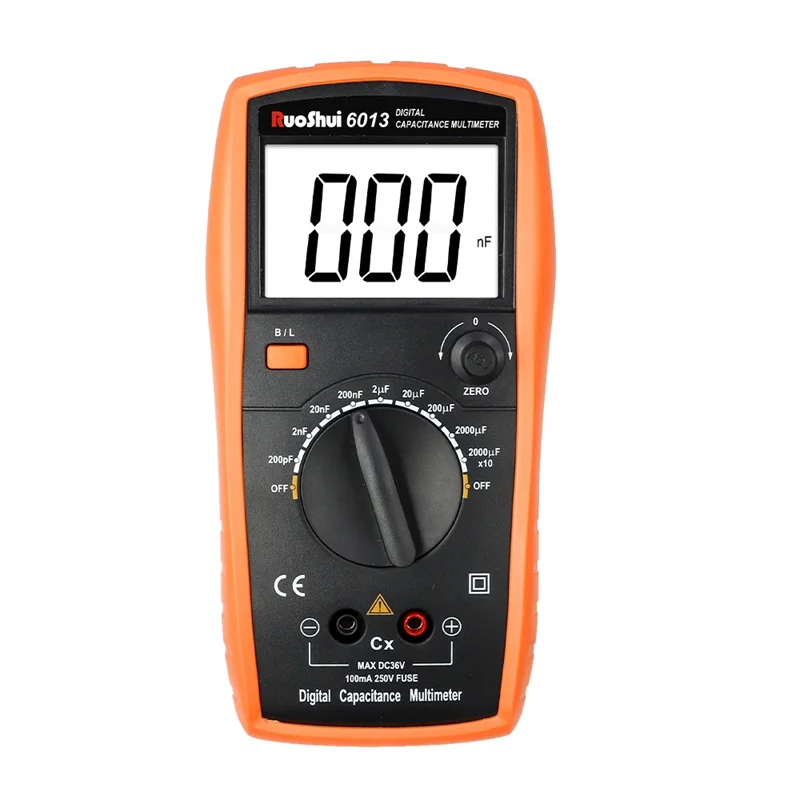 

RuoShui6013 Digital Capacitance Meter High Precision Handheld Capacitor Tester Auto Tool 200pF-20000uF Inductance LCR Multimeter