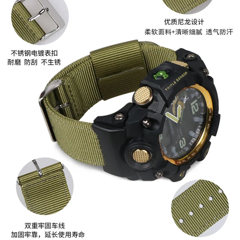 Фото Сменный ремешок для часов Casio G-Shock, GWG-1000, с тканевым браслетом Gshock, GWG1000-1A Вт №2