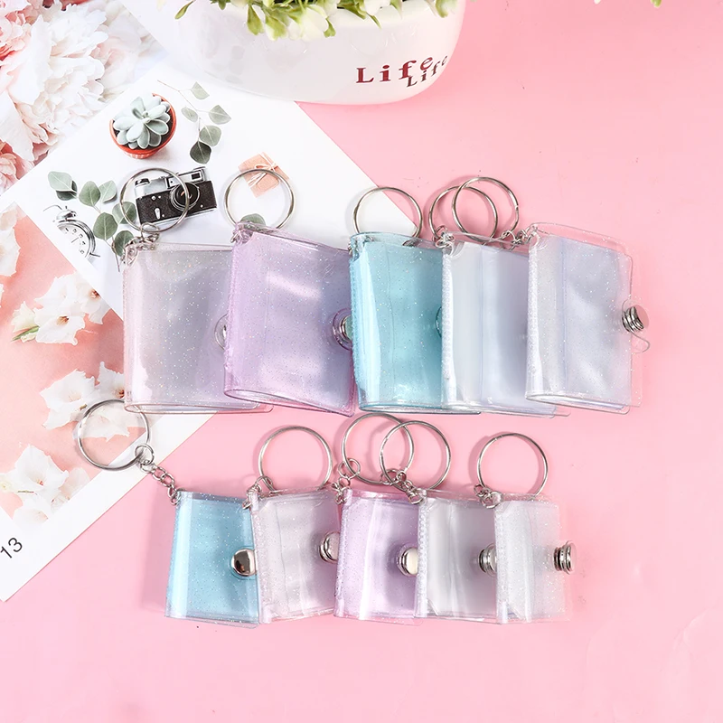 

1Pcs PVC Sequins Mini Photo Album Pendant Keychain Transparent Sticker Name Card Keyring New Fashion Holder Photos Bag Key Fob