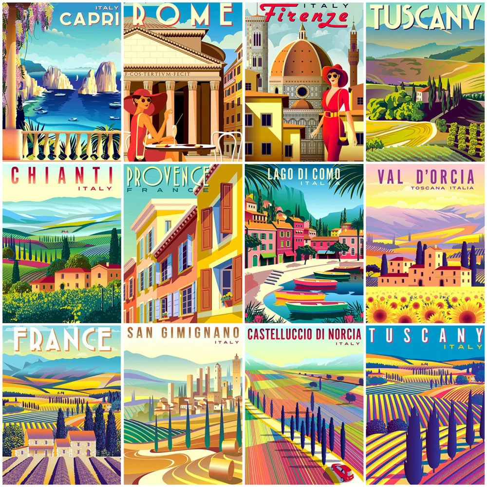 

Oil Painting By Number City Landscape Drawing On Canvas HandPainted Art Gift DIY Picture By Number House Kits Home Decor
