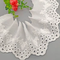 1 yards 8cm wide wave double row of holes cotton embroidered lace net fabric white tutu lace dress trim sewing accessories 2022