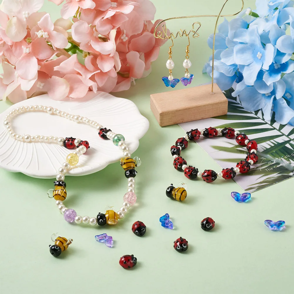 Стеклянная бусина для браслета божьей коровки бабочки