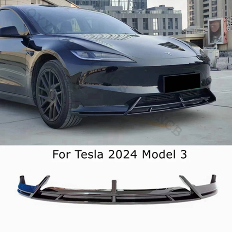 Передний бампер для губ Tesla 2024 Model 3 глянцевый черный карбоновый внешний вид