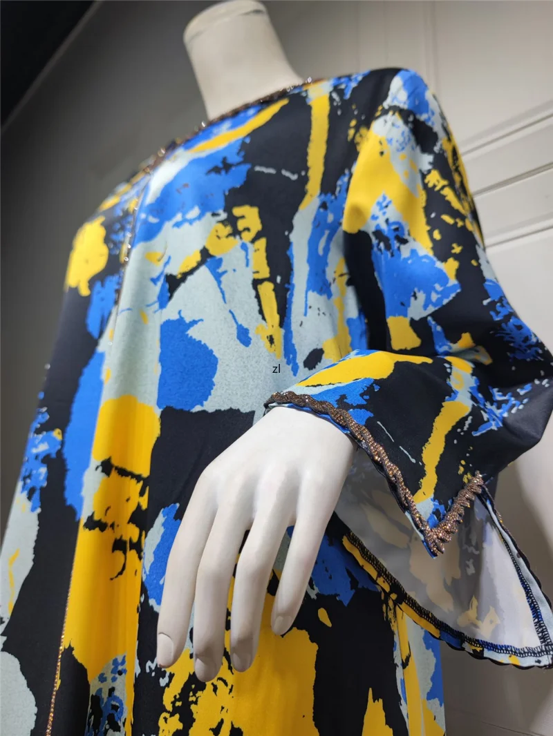 Floral Abaya Turkish Kimono Dubai Islamic Clothing For Women Muslim Dress Evening Gowns Djellaba Femme Long Sleeve Party Robe