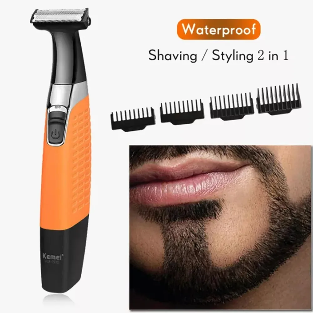 Профессиональная Бритва для мужчин Kemei перезаряжаемая машинка стрижки бороды