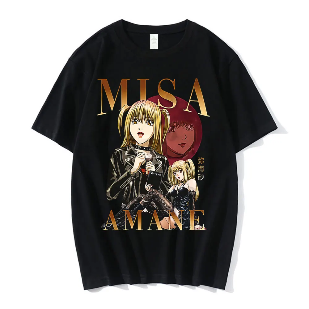 Summer Unisex T-shirt Japan Anime Death Note Misa Amane Print T Shirt for Men Short Sleeved T Shirts Oversized Women Streetwear