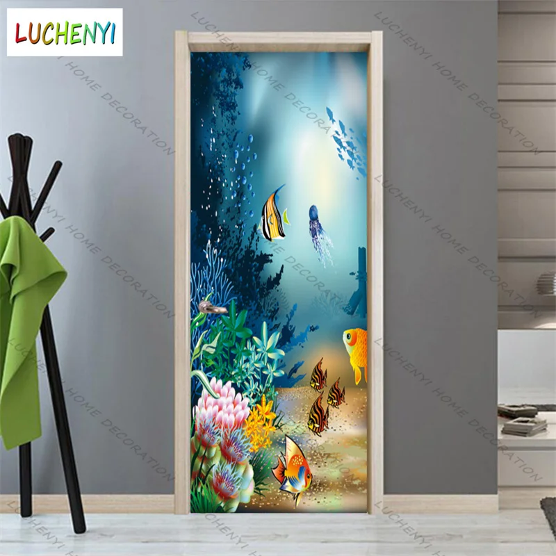 

Декоративная наклейка на дверь, самоклеящаяся, под водой и рыбу