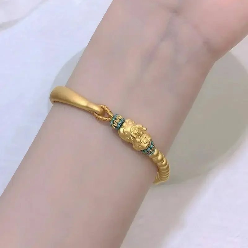 Lucky bead half bracelet sand gold elbow girlfriend's day high-end light luxury beautiful jewelry