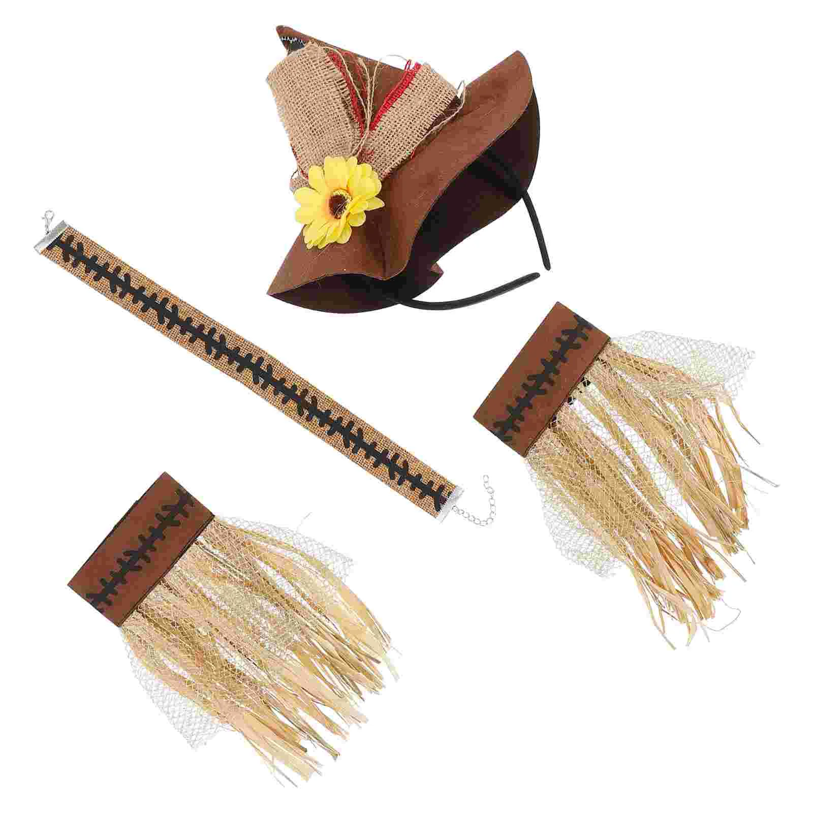 

4 Pcs Halloween Straw Set Four Fancy Toddler Dress Piece Miss Makeup Headbands Women