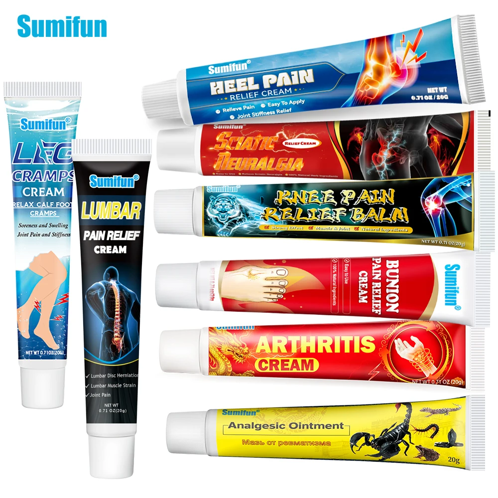 

8Types Sumifun Analgesic Ointment Joint Pain Relief Cream Bunion Knee Neck Leg Cramps Heel Spurs Tendon Sheath Sciatica Plaster