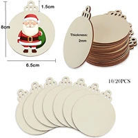 1020pcs unfinished wood slices wooden circles discs with rope christmas tree decoration hanging ornaments blank wood pendants