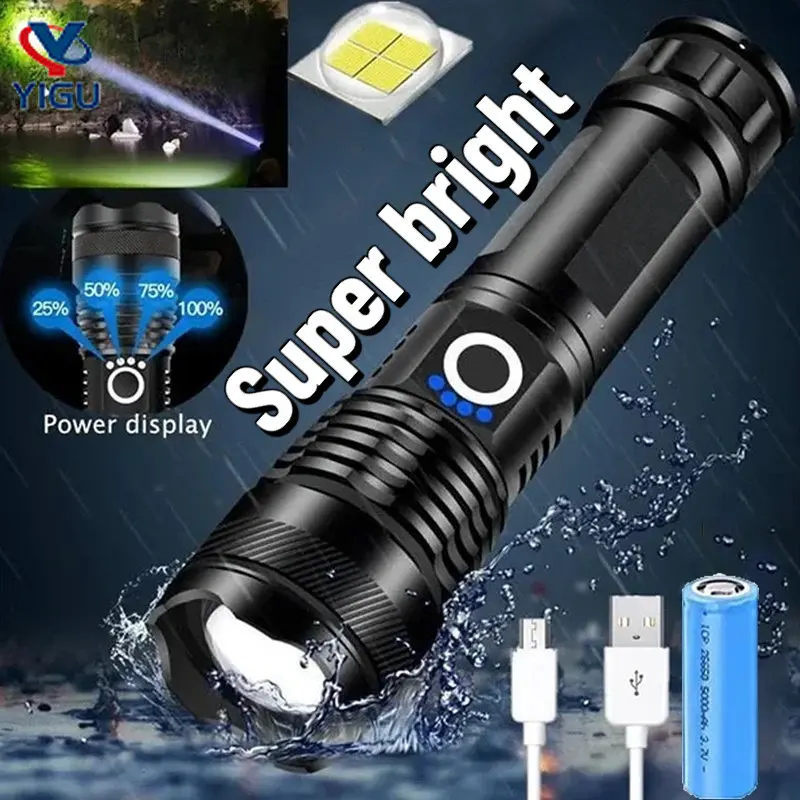 

Портативные фонарики, USB перезаряжаемые фонарики, высокомощные тактические режимы, водонепроницаемый фонарик для кемпинга и экстренных ситуаций