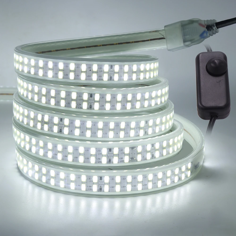 

Ultrabright Double Row LED Strip Dimmerable AC 110V 220V Waterproof SMD 5730 240Leds/M Flexible Ribbon Tape Rope Lights