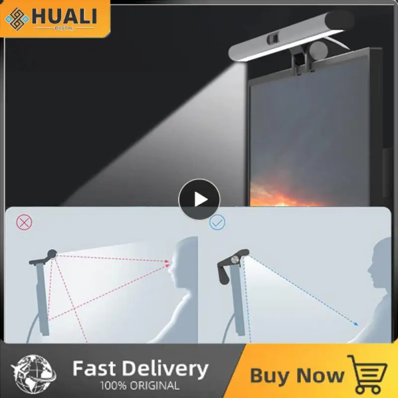 

Portable Usb Power Supply Led Monitor Lights With Camera And Microphone Desk Lamp Light Color Memory Three Mode Universal