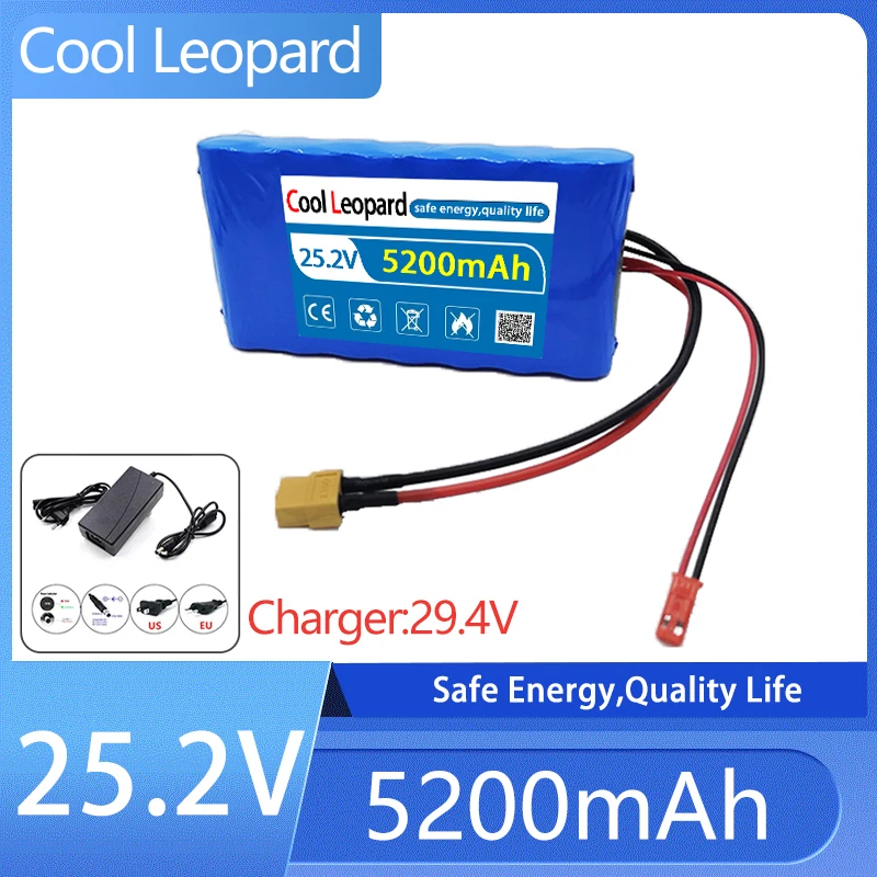 

2023 New 7S1P 25.2V 5200mAh 18650 Built-In BMS 24V Monitoring Speaker Small Electric Unicycle Rechargeable Battery Pack