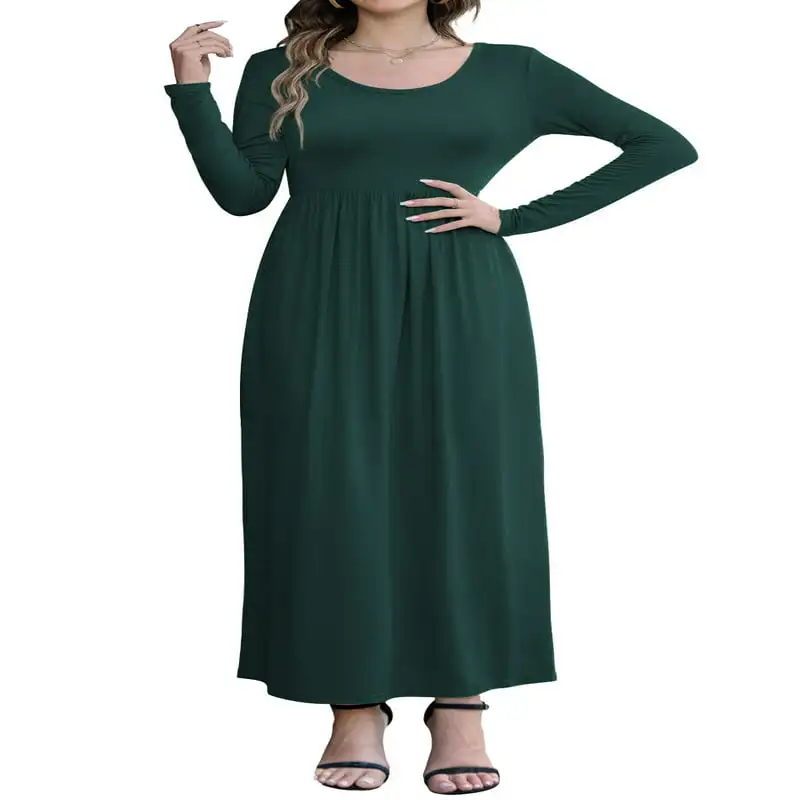 

Sleeveless/Long Sleeve Plain Maxi Dresses Casual Long Dresses with Pockets
