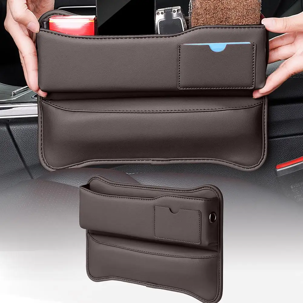 

1PCS Car Seat Filler Organizer PU Leather Seam Storage Organizer Charger Seat Bank Card Box Mobile Phone Seam Pockets Walle F9D5