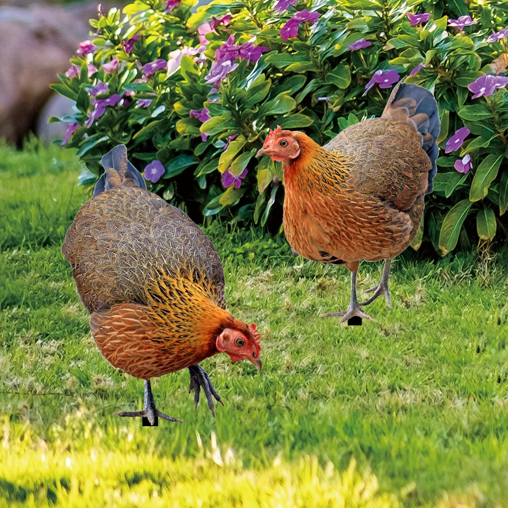 

Realistic Rooster Statues Chicken Decorations Garden Ornaments Outdoor Double-Sided Printing Acrylic Sculptures for Yard