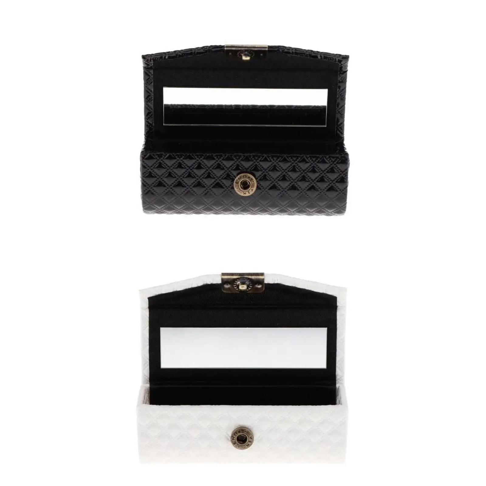 

2 Colors Lipstick Case with Mirror Snap Button Rectangle Makeup Storage