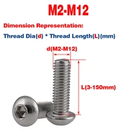 button head screws allen socket bolts a2 stainless steel screws m2 m2 5 m3 m4 m5 m6 m8 m10 m12