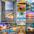 Полноразмерная Алмазная картина сделай сам С закатом на море и пляже 5D алмазная вышивка мозаика пейзаж Искусство Набор для вышивки крестиком домашний декор