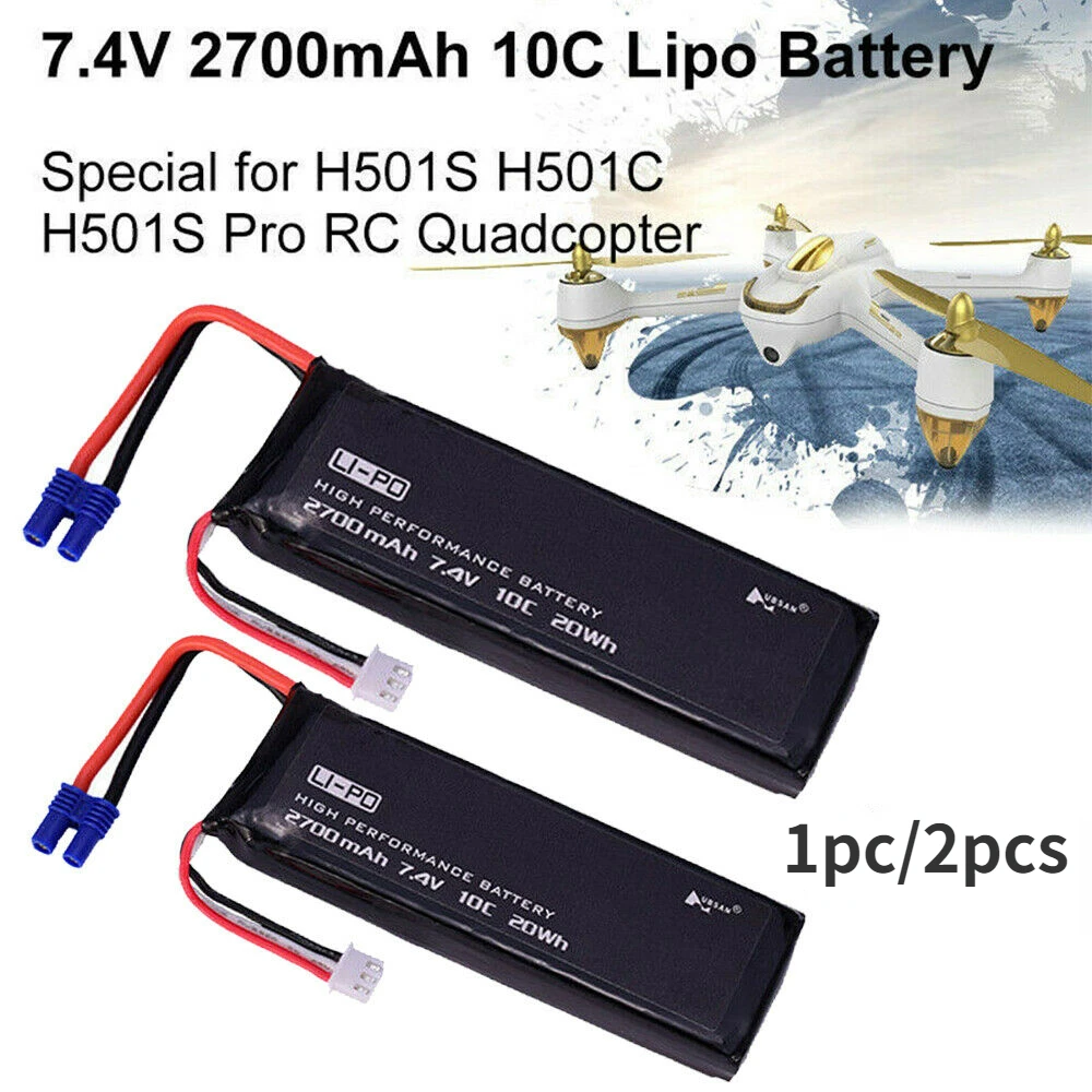 

1pc/2pcs for Hubsan H501C H501S X4 drone battery 7.4V 2700mAh lipo battery 10C 20WH battery For RC Quadcopter Drone Parts