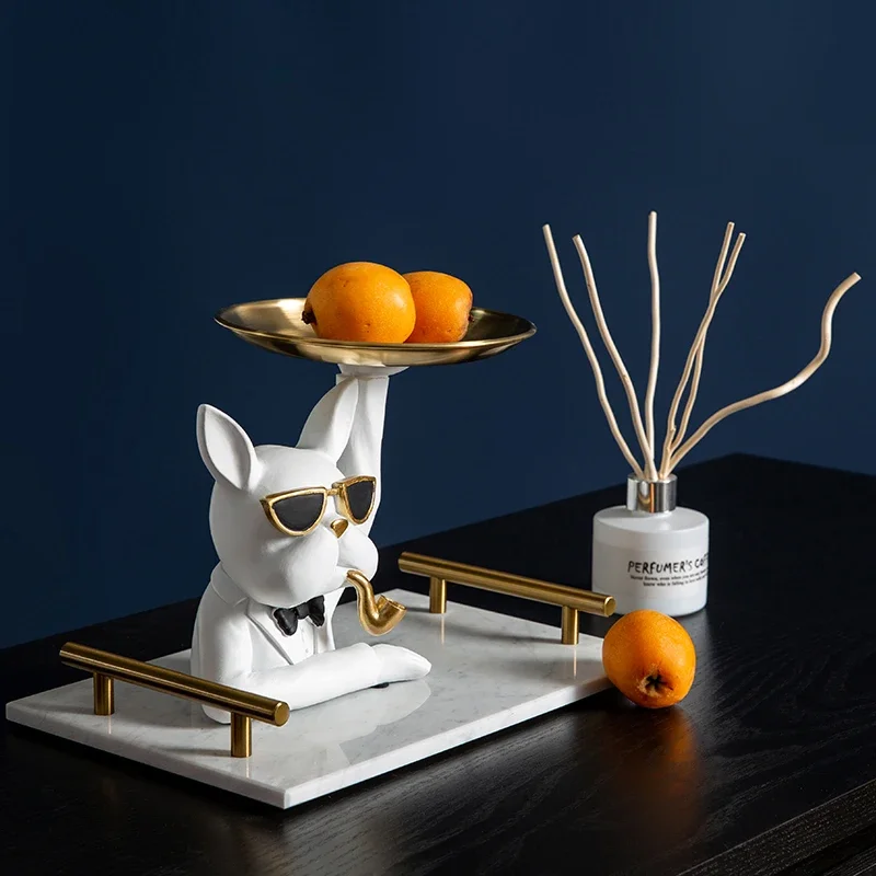 Роскошная Фруктовая тарелка в скандинавском стиле фигурка бульдога украшения