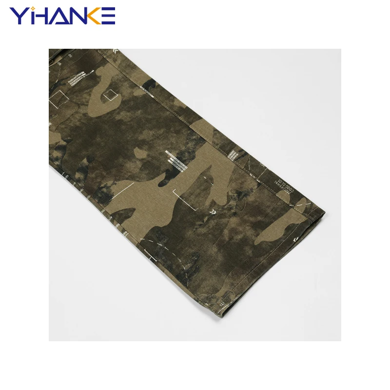 Letter Print Multi-pocket Camouflage Jeans Men's Casual Overalls High Street Fashion Brand Loose Pants Straight Trousers джинсы