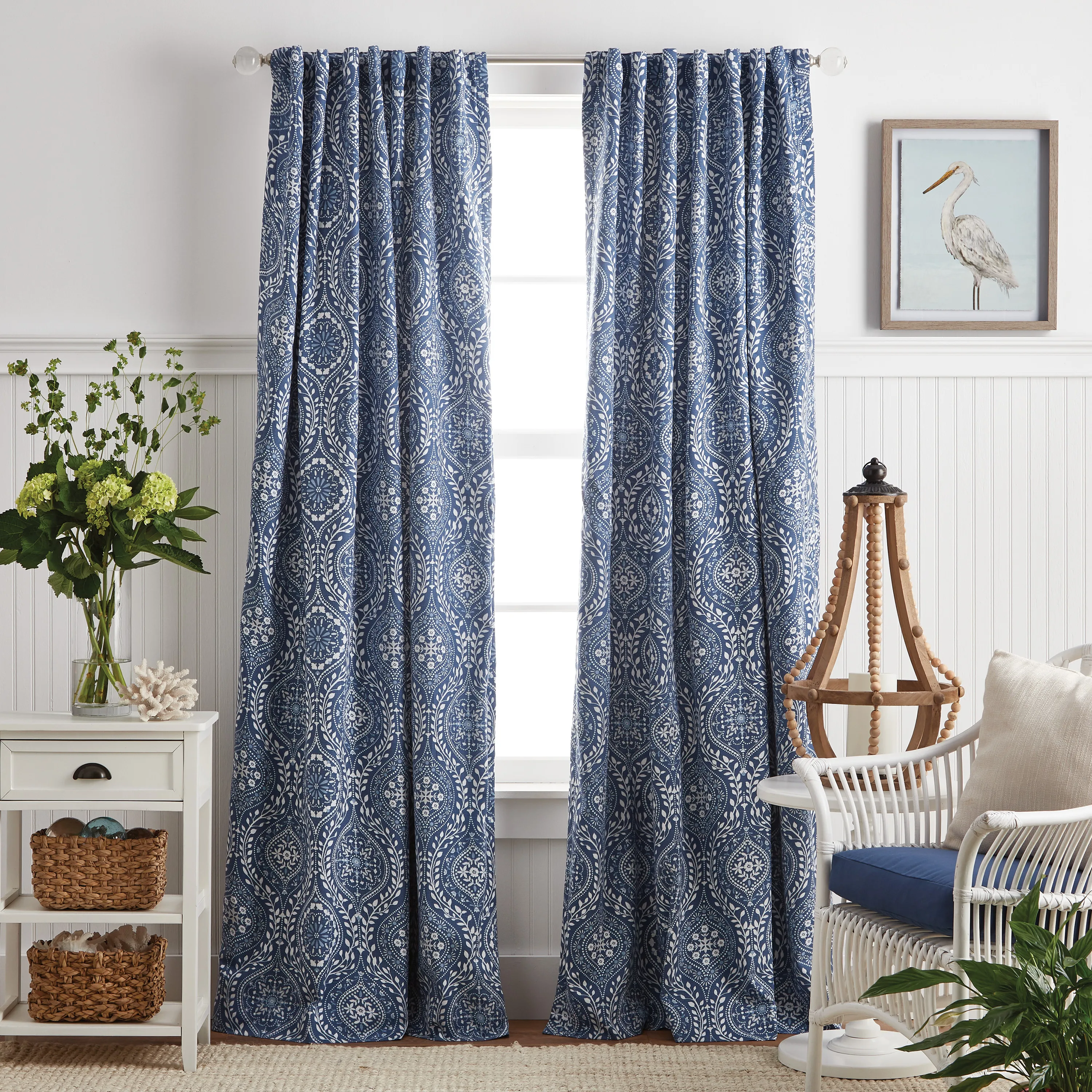

Bandana Indoor Poly Cotton Blend Blackout Backtab Curtain Panel Pair, Indigo ,50"x84" ,Set of 2 Curtains for Living Room Luxury