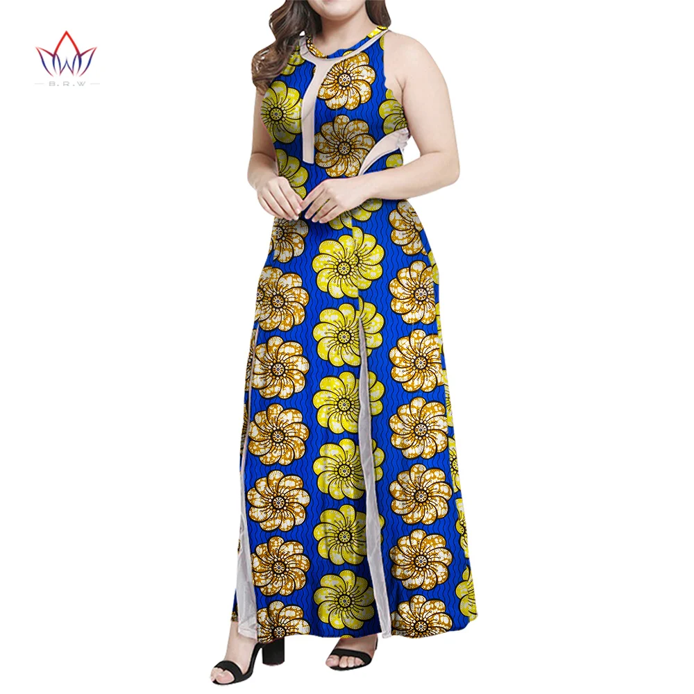 

New Women Clothing African Dresses For Women Print O-neck Dresses Vestidos Bazin Riche African Ankara Party Long Dresses WY5721